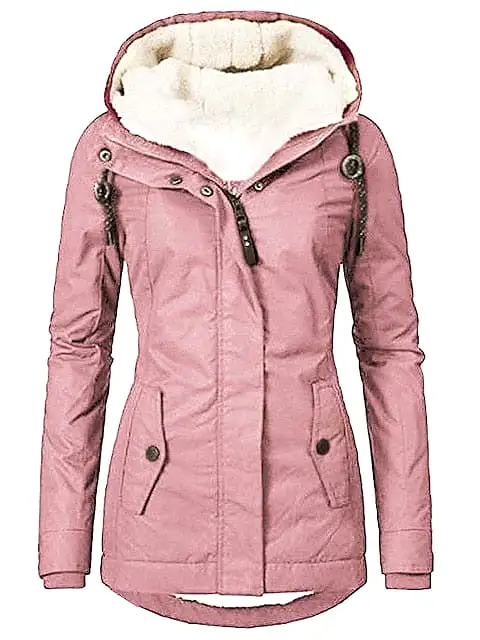 3-in-1 Women's Windproof Parka Jacket with V-Neck and Zipper Closure