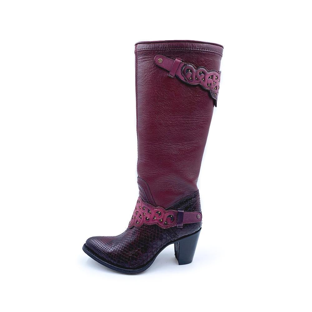 3F03PH - Cuadra grape fashion cowboy python leather boots for women