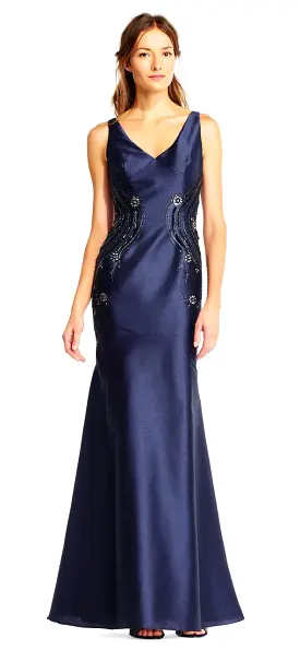 Adrianna Papell - AP1E201575 Embellished V-neck Trumpet Dress