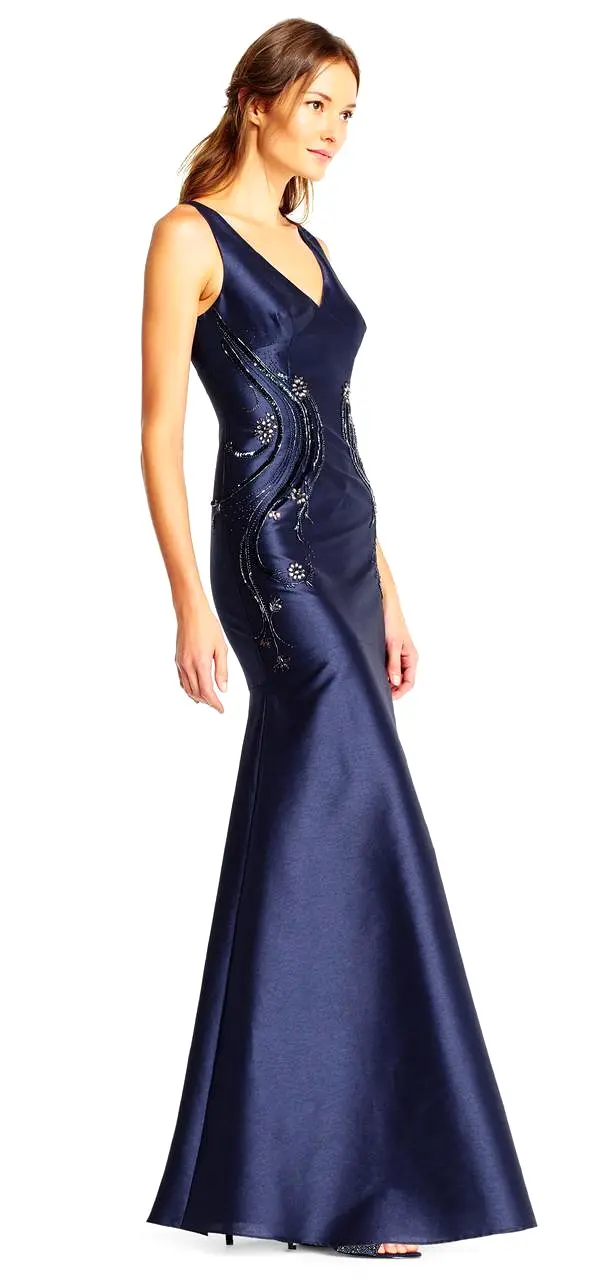 Adrianna Papell - AP1E201575 Embellished V-neck Trumpet Dress