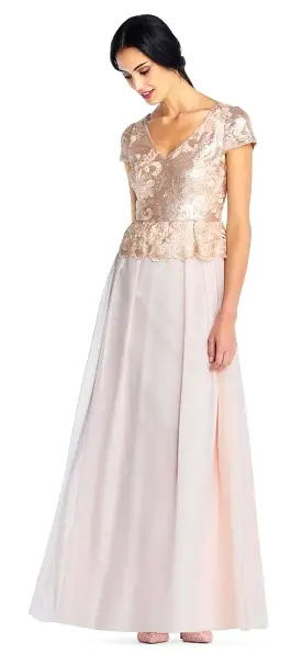 Adrianna Papell - AP1E203408 Embroidered and Sequined Chiffon Dress