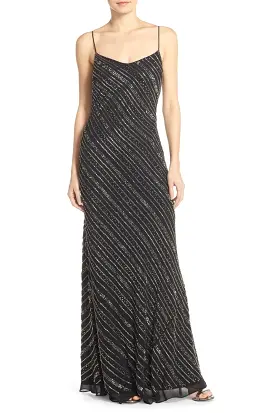 Adrianna Papell - Beaded V-Neck Dress 91925920