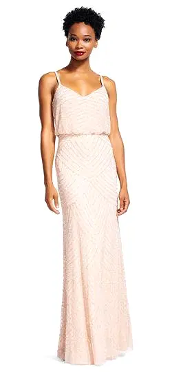 Adrianna Papell - Beaded V-Neck Sheath Dress 91866700