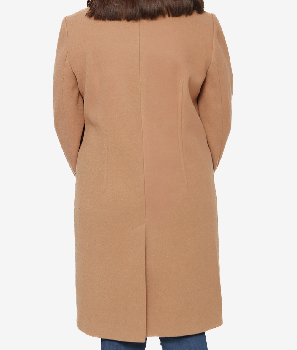 Aline Womens Beige Knee Length Wool Coat