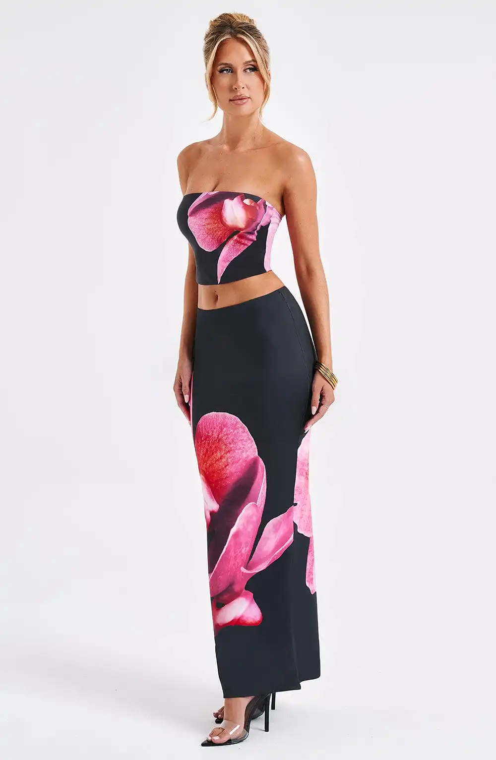 Allegra Maxi Skirt - Black Floral Print