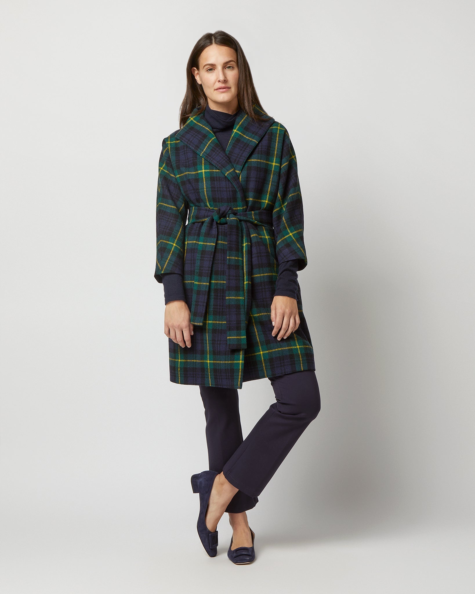 Ann Mashburn Kimono Carina Car Coat Tartan Plaid