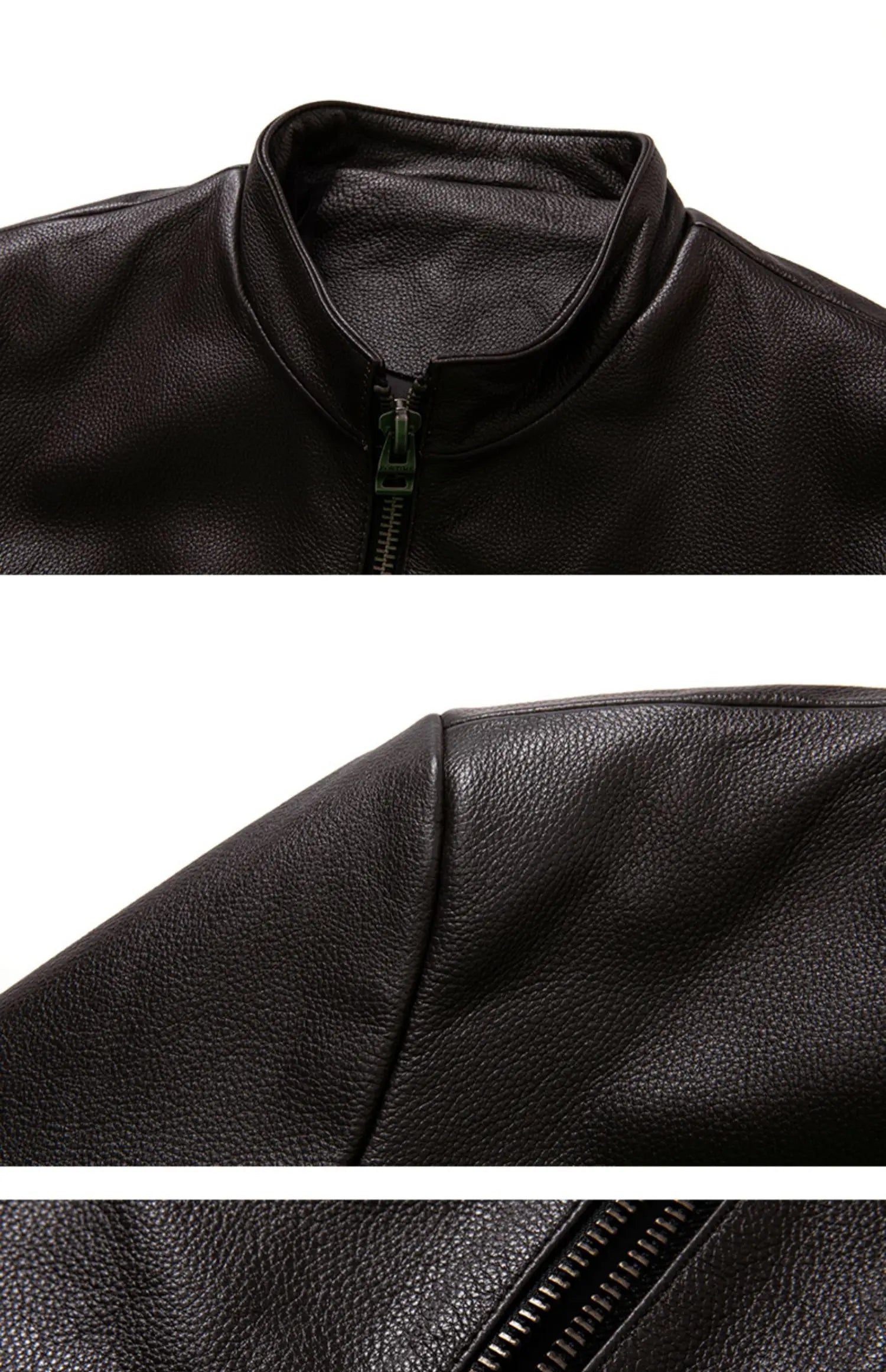 Autumn Fashion Cowhide Genuine Leather Stand Collar Jacket for Men