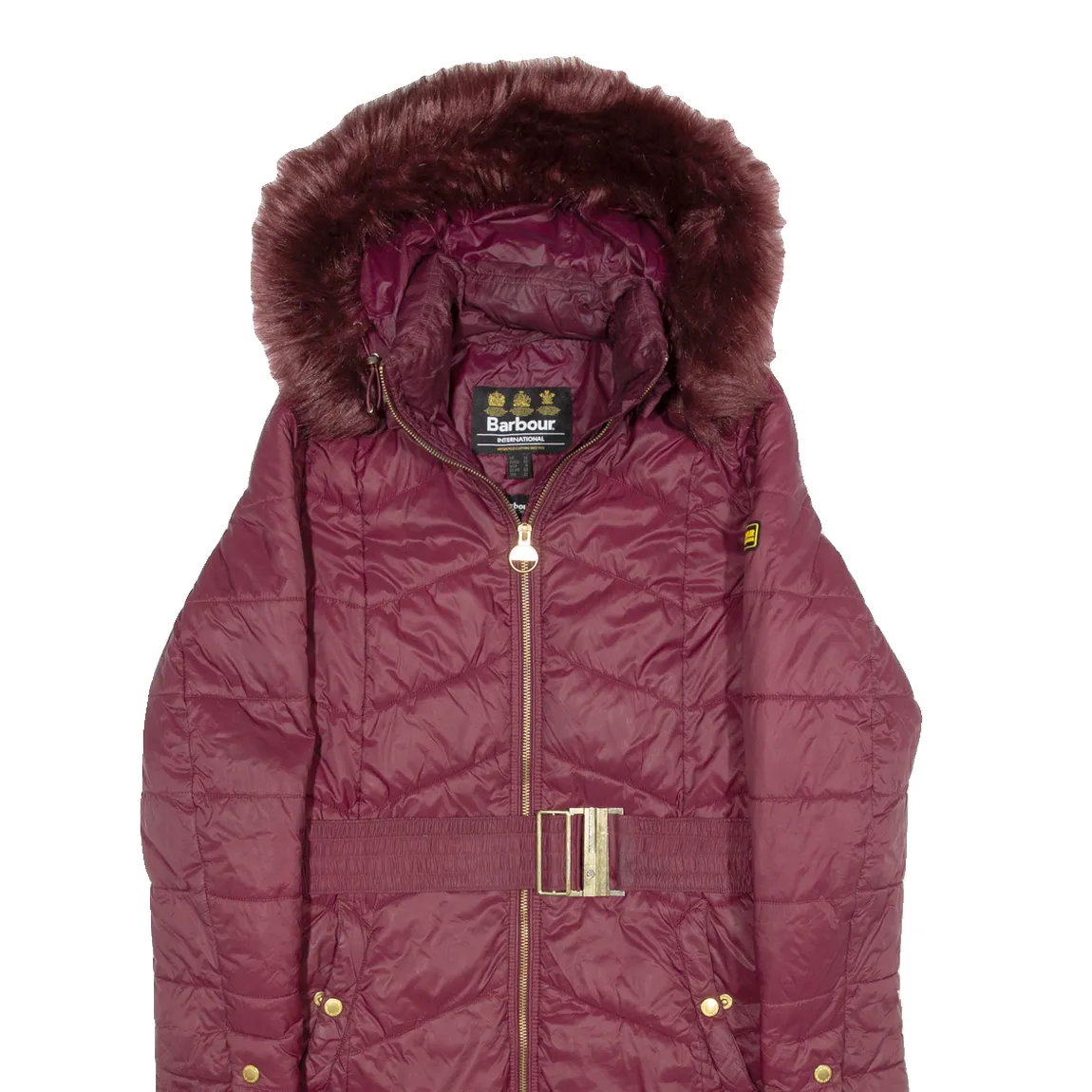 BARBOUR Womens Parka Jacket Maroon 90s Hooded UK 12