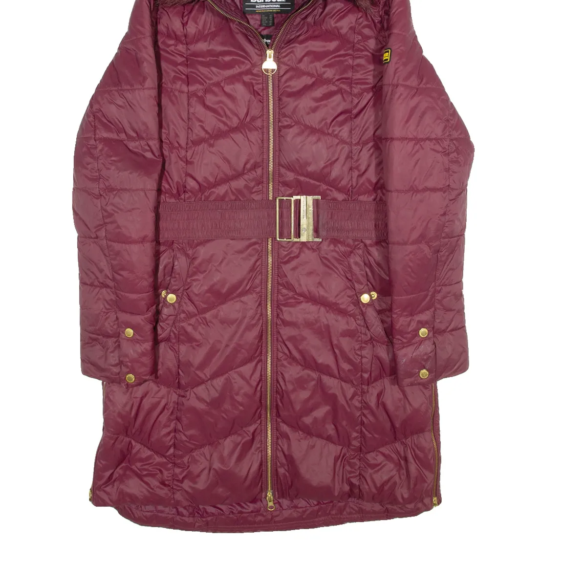 BARBOUR Womens Parka Jacket Maroon 90s Hooded UK 12