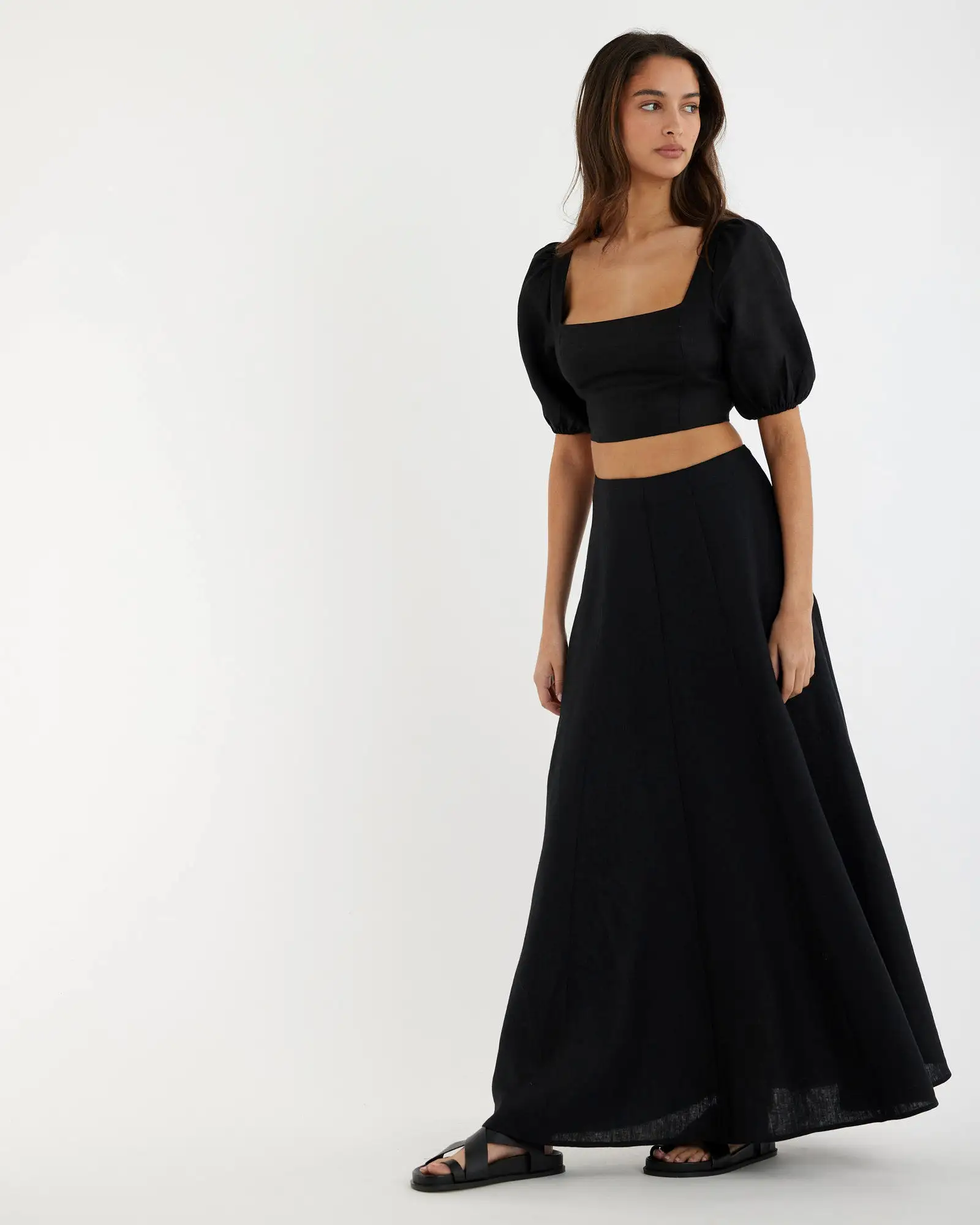 Beatrice Linen Maxi Skirt - Black