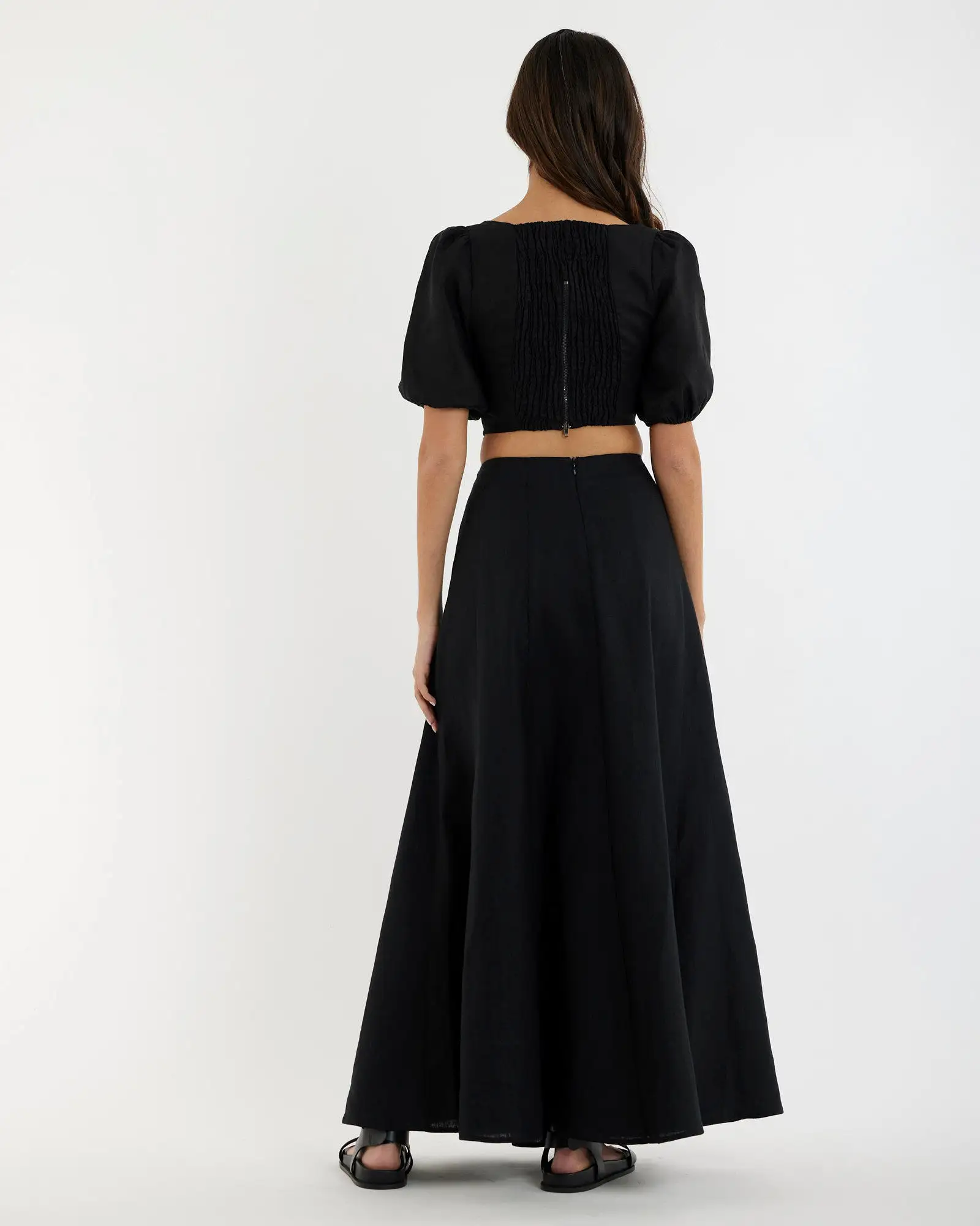 Beatrice Linen Maxi Skirt - Black