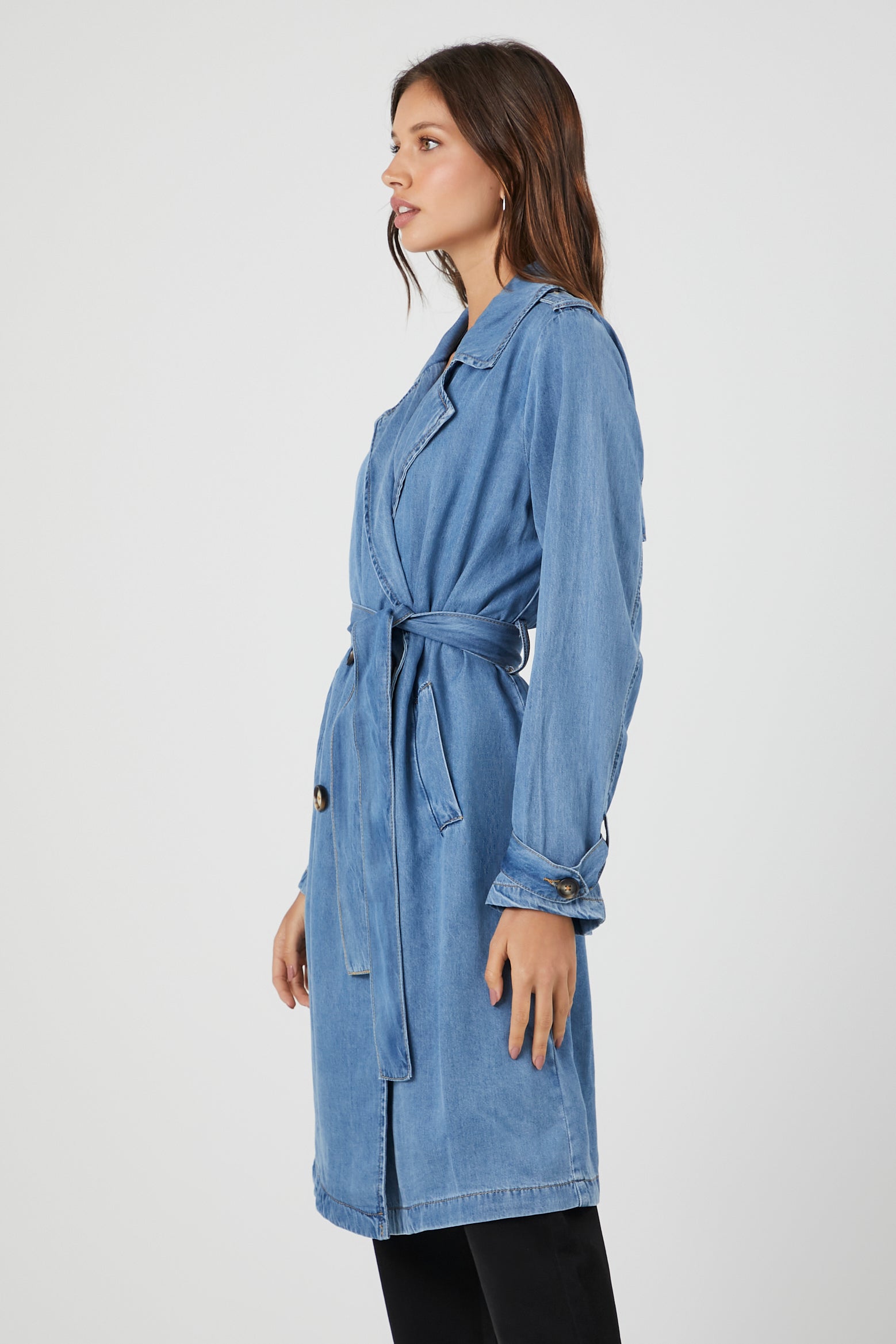 Belted Denim Trench Coat