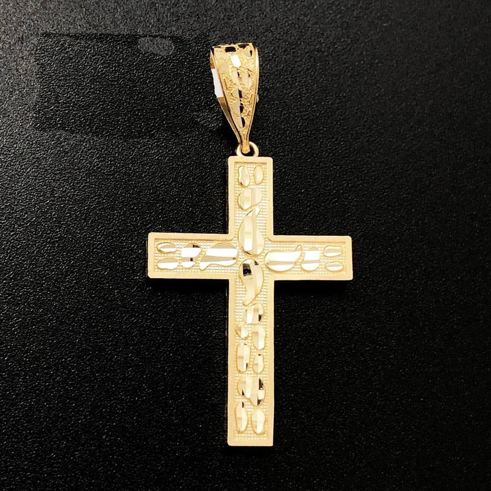 Bold Nugget Cross DC 10K Yellow Gold Pendant