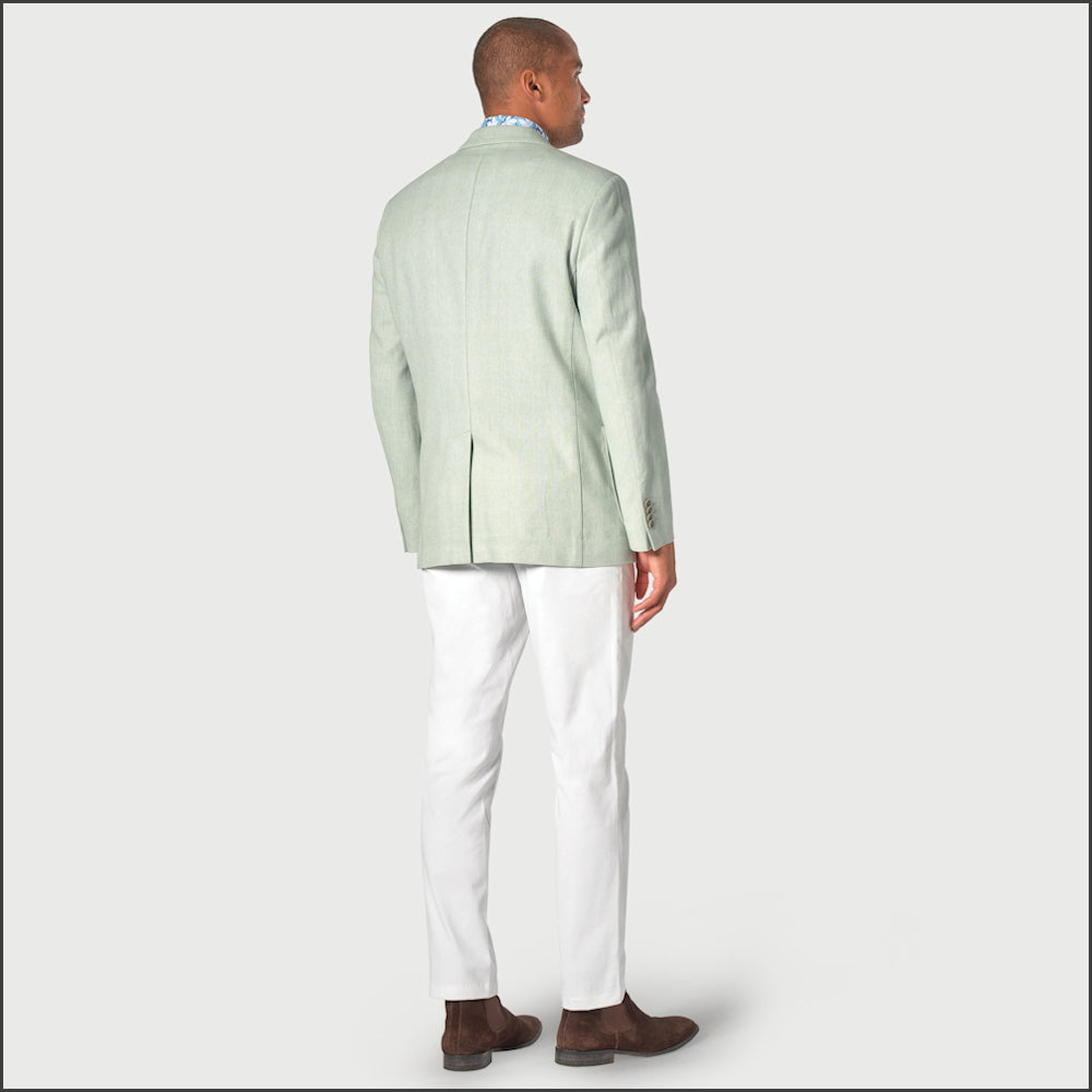 Brook Taverner Doherty Mint Cotton Linen Herringbone Jacket<><>