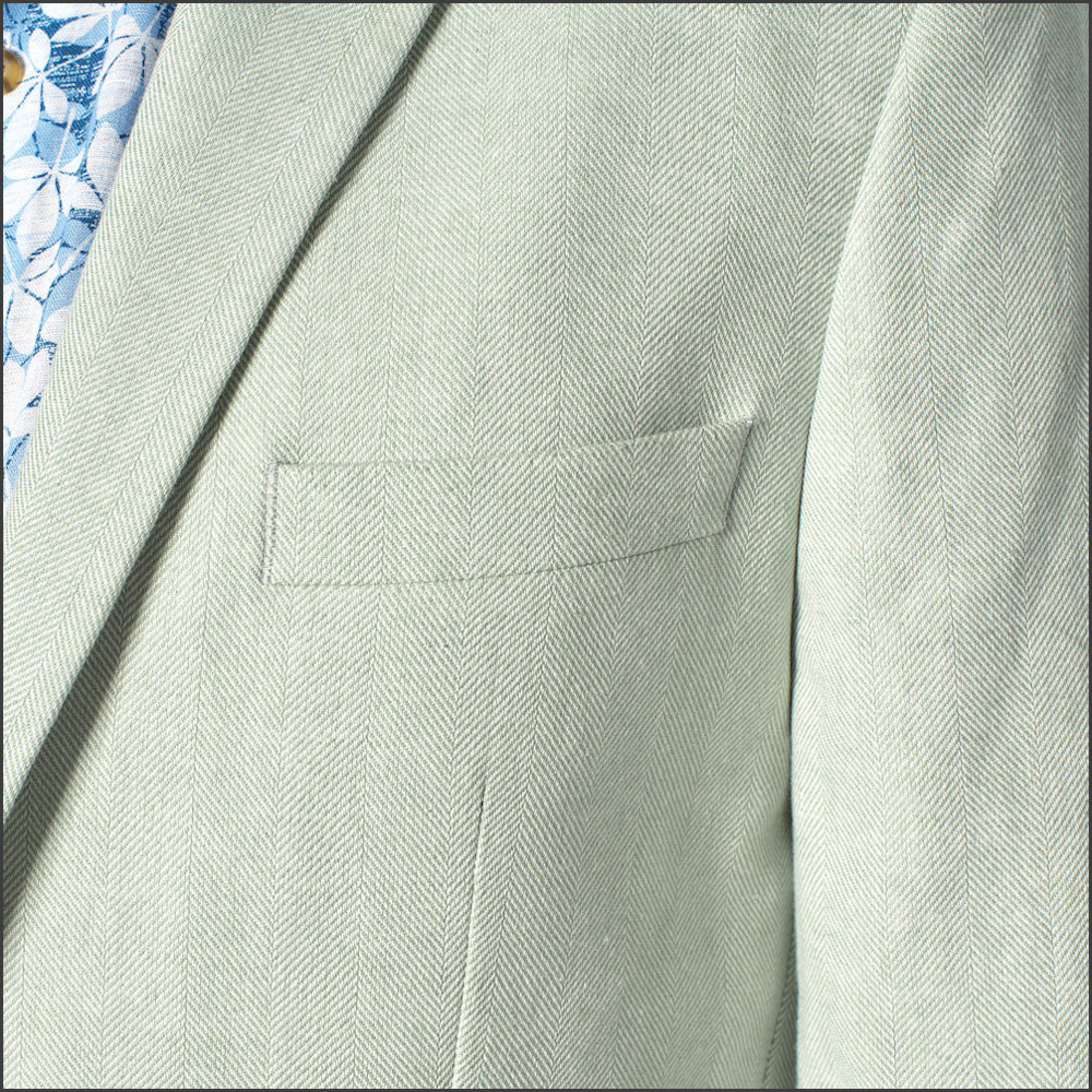 Brook Taverner Doherty Mint Cotton Linen Herringbone Jacket<><>