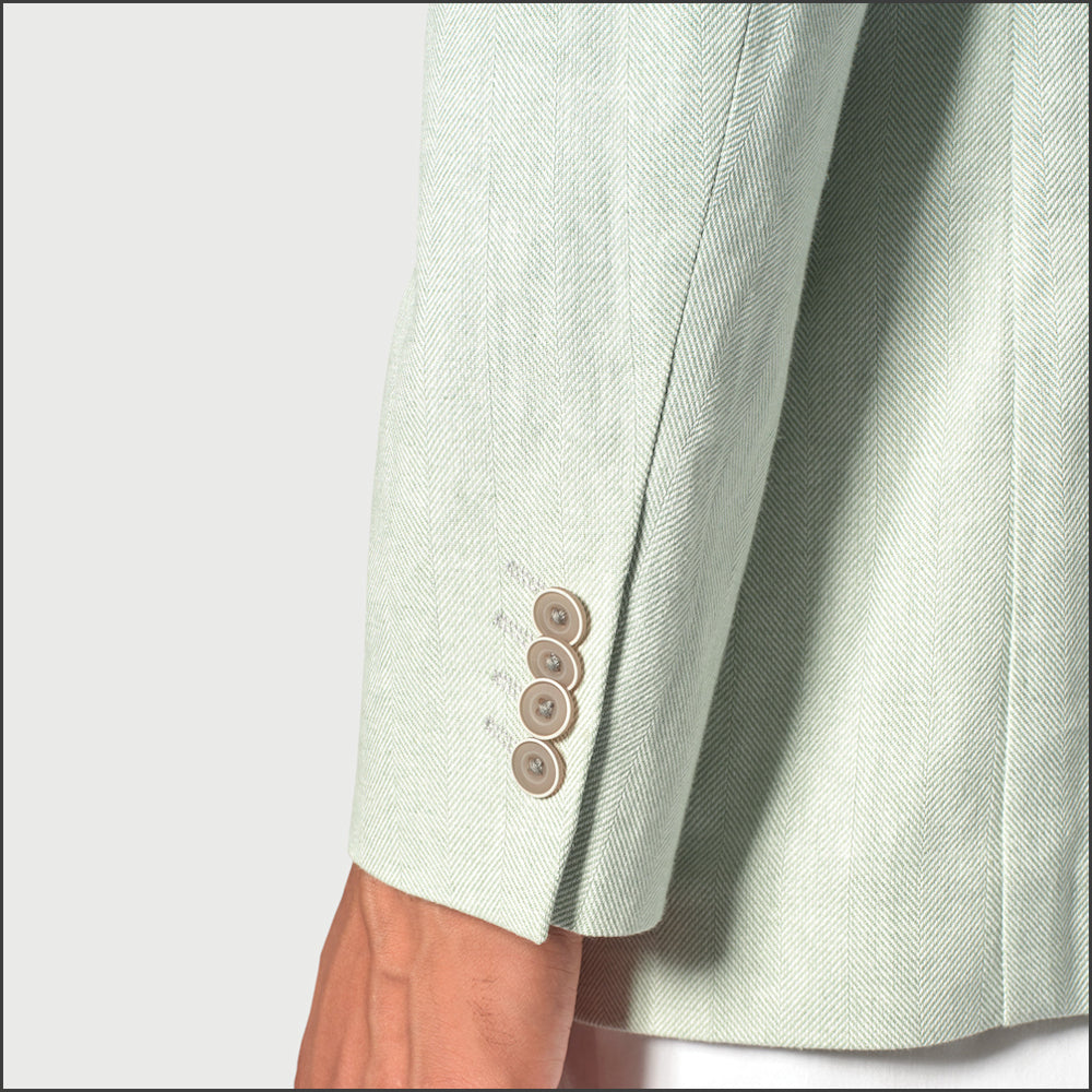 Brook Taverner Doherty Mint Cotton Linen Herringbone Jacket<><>