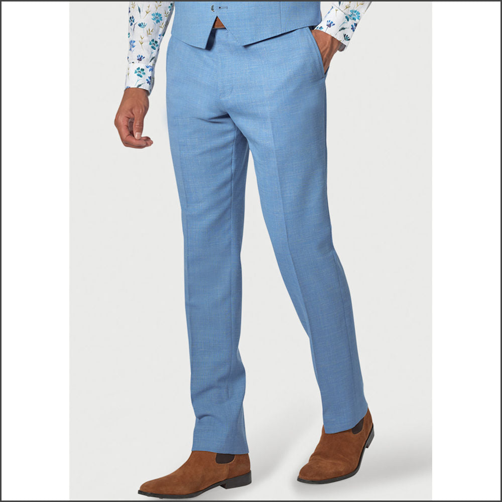 Brook Taverner Tailored Fit Sky Blue Linen Mix Suit <><>Waist Coat Optional.