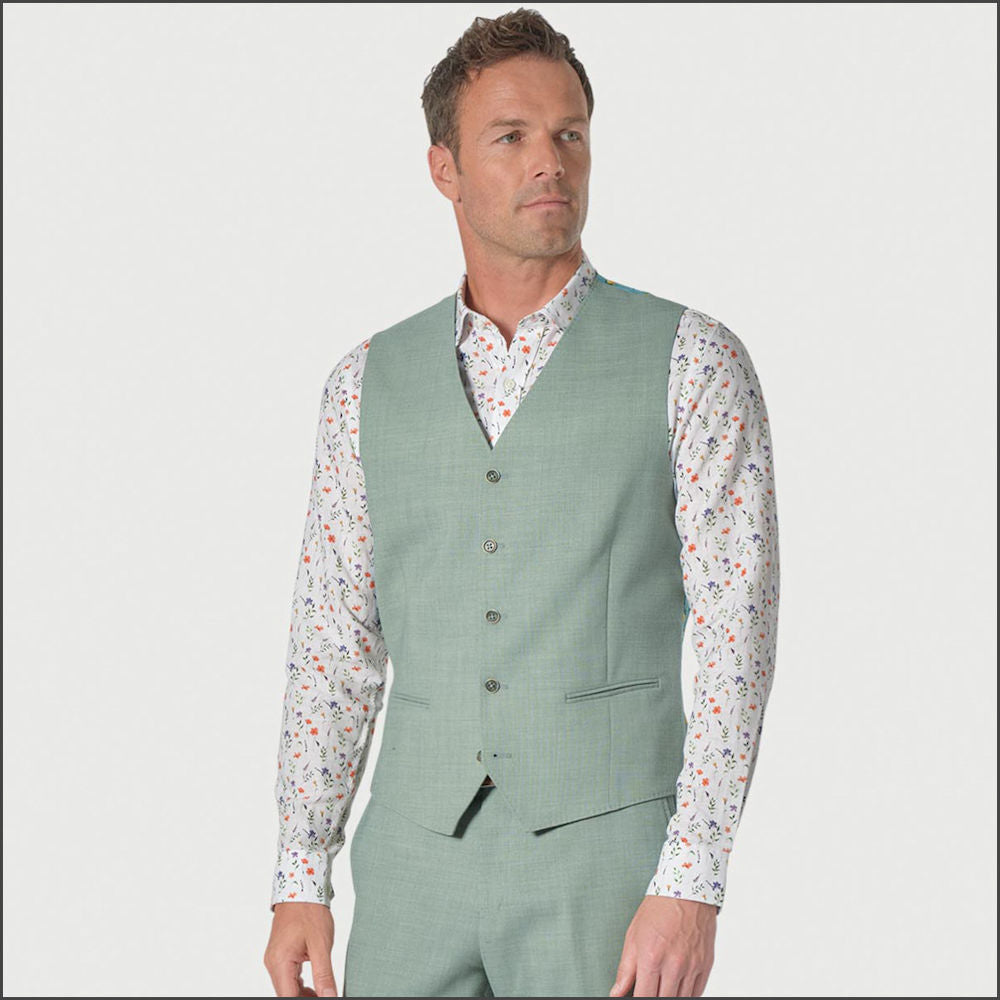 Brook Taverner Tailored Sage Tailored  Waist Coat<><>