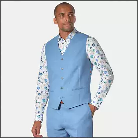 Brook Taverner Tailored Sky Blue Tailored  Waist Coat<><>