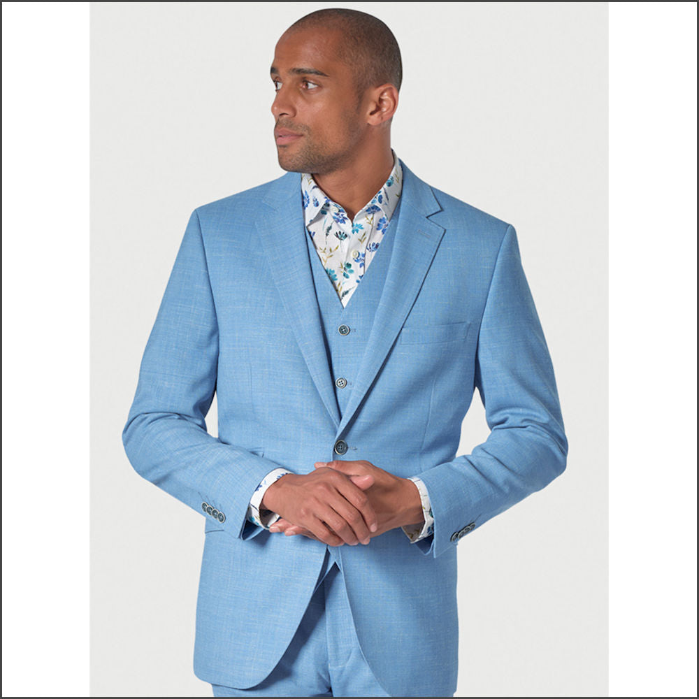 Brook Taverner Tailored Sky Blue Tailored  Waist Coat<><>