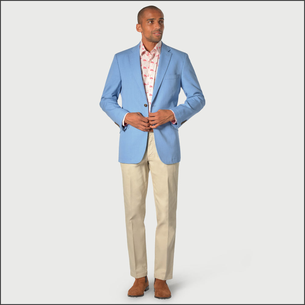 Brook Taverner Tatton Sky Blue Cotton Linen Jacket <><>