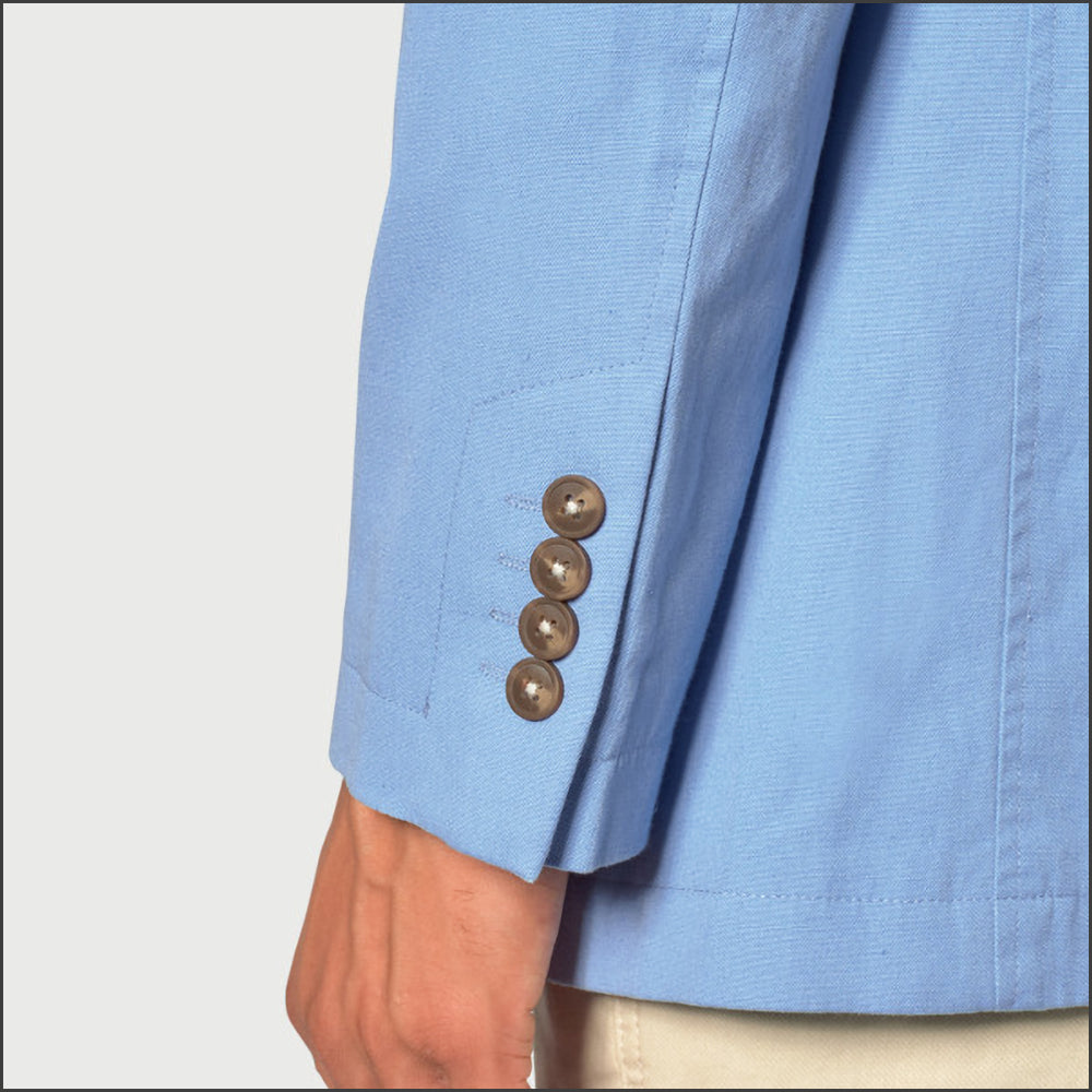 Brook Taverner Tatton Sky Blue Cotton Linen Jacket <><>