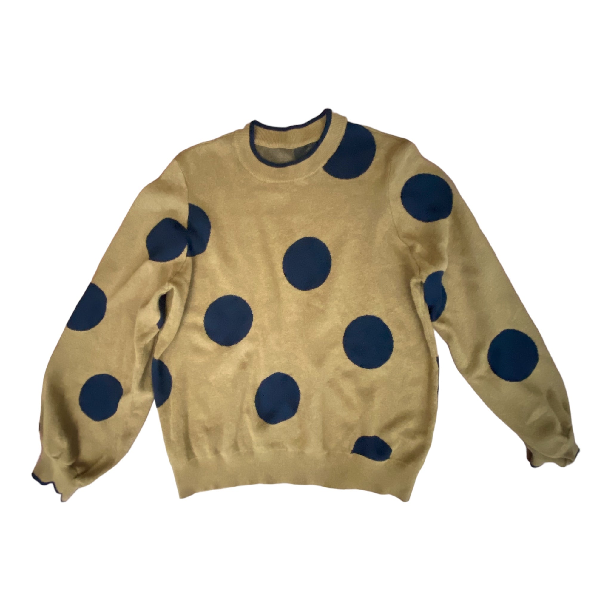 Brown Crewneck Sweater Black Dots