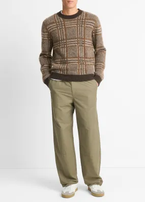 Brushed Glen Plaid Crew Neck Sweater