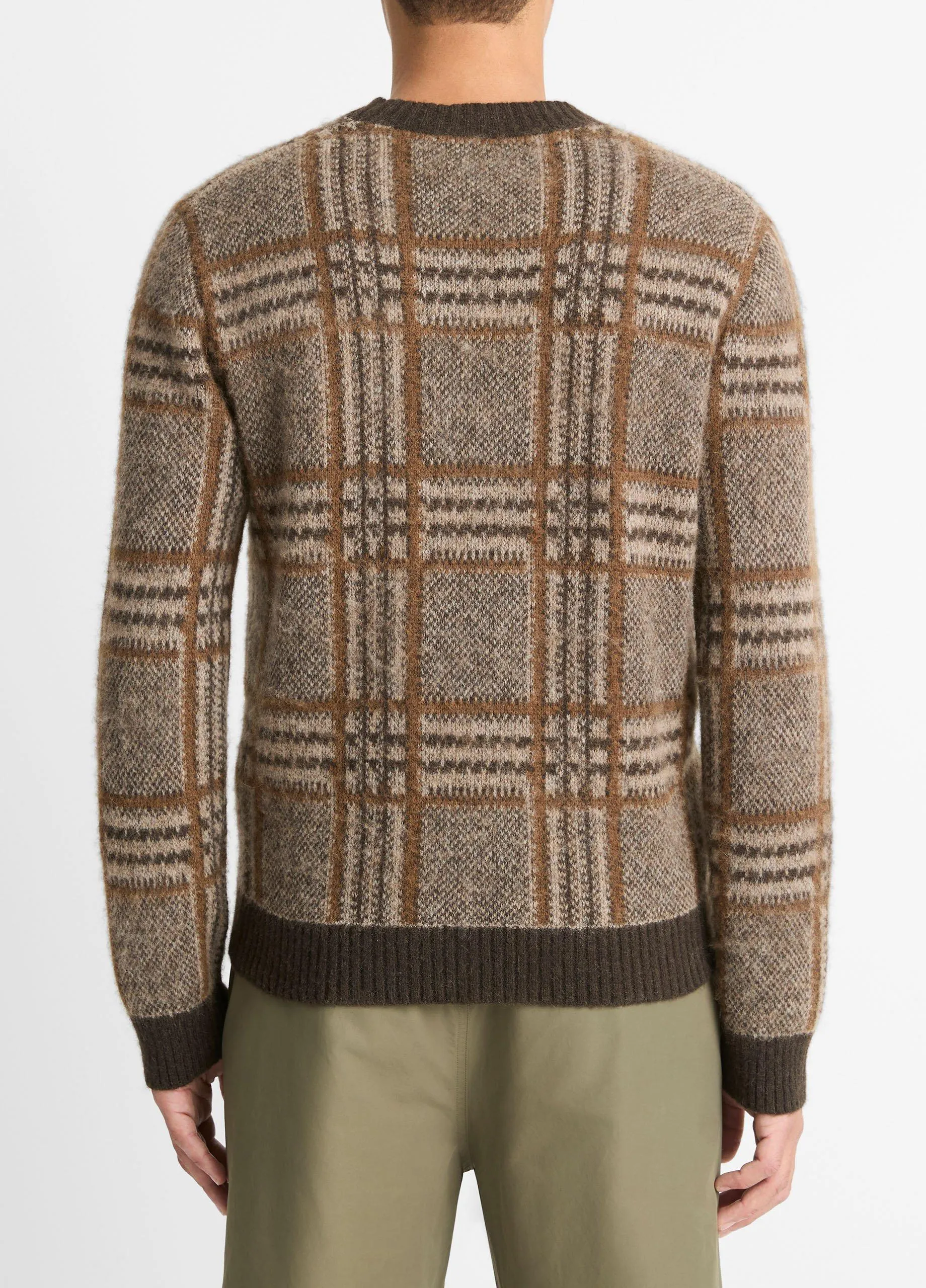 Brushed Glen Plaid Crew Neck Sweater