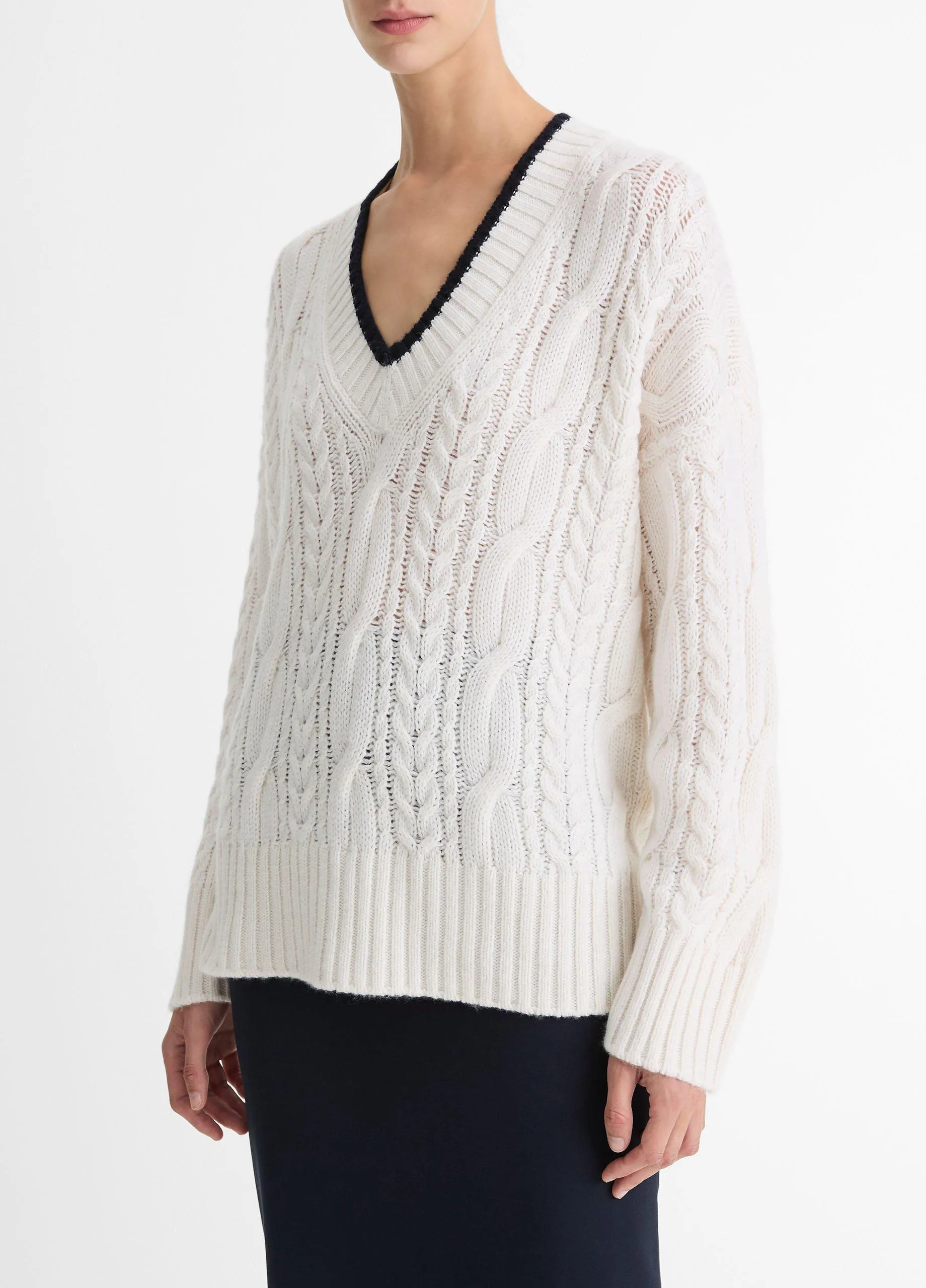 Cable-Knit Wool-Cashmere Oversized Sweater