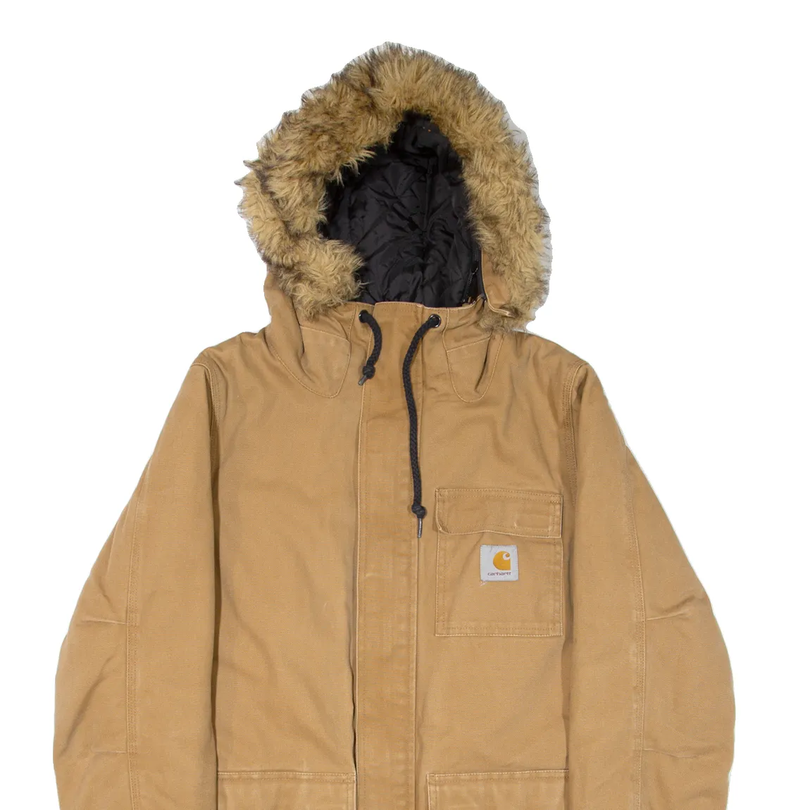 CARHARTT WIP Siberian Quilted Lined Mens Parka Coat Brown Hooded XS