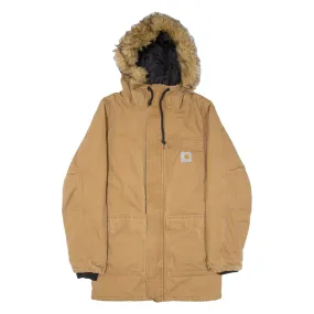 CARHARTT WIP Siberian Quilted Lined Mens Parka Coat Brown Hooded XS