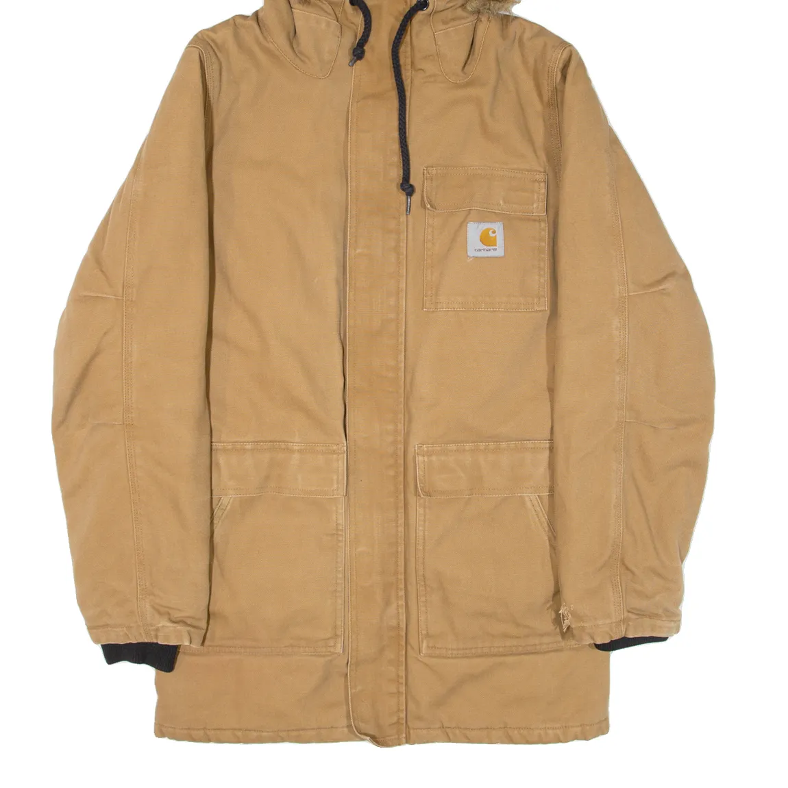 CARHARTT WIP Siberian Quilted Lined Mens Parka Coat Brown Hooded XS