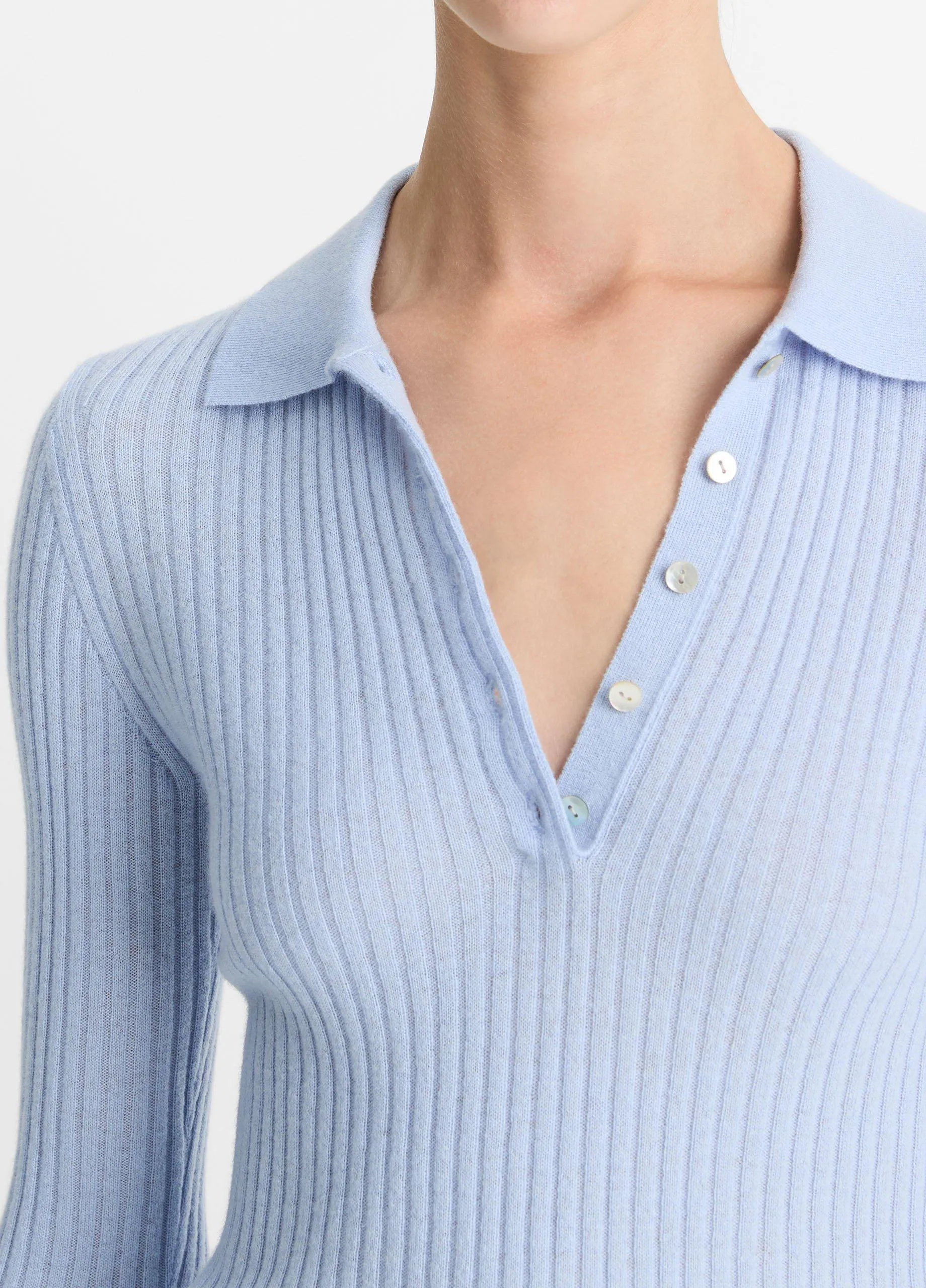 Cashmere-Blend Polo Sweater