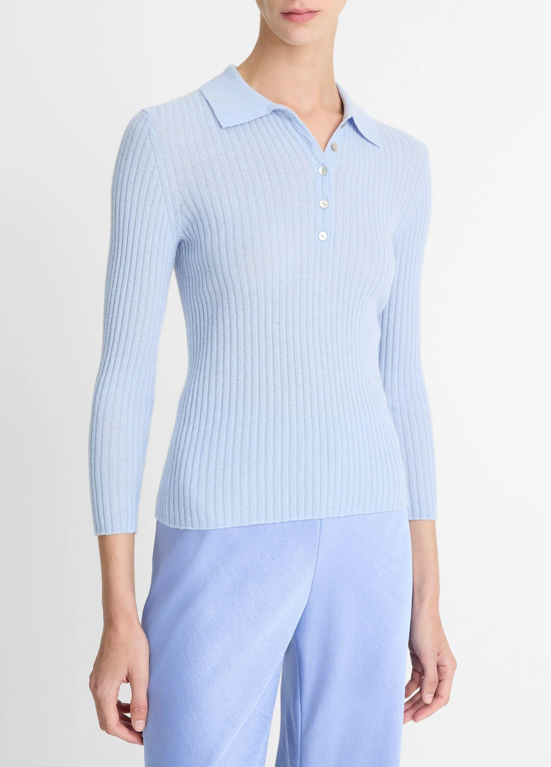 Cashmere-Blend Polo Sweater