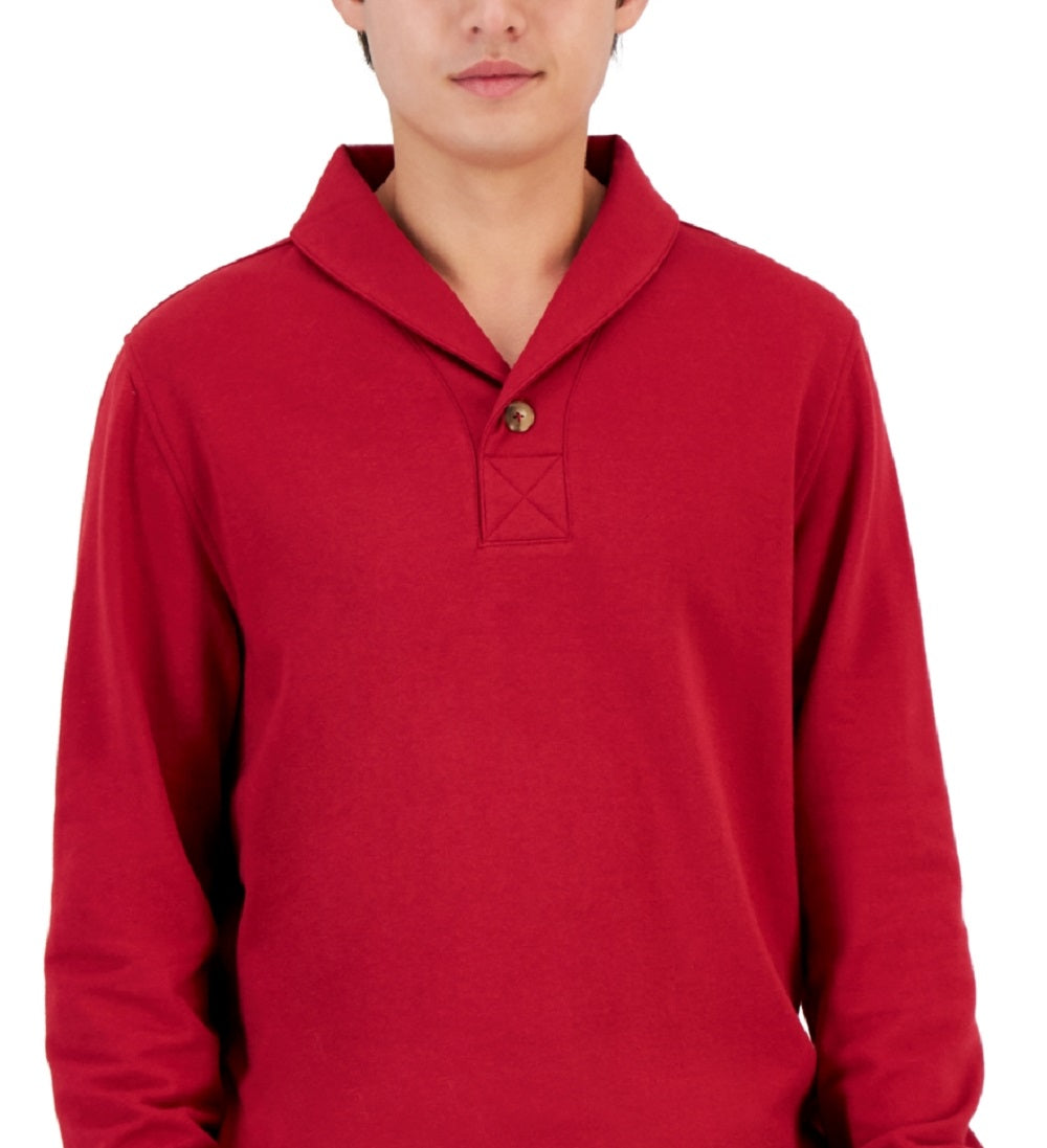 Club Room Men's Shawl Collar Sprilite Fleece Sweater Red Size Large