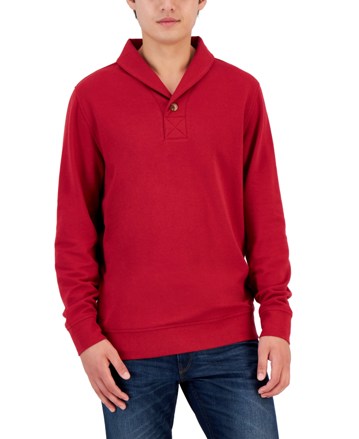 Club Room Men's Shawl Collar Sprilite Fleece Sweater Red Size Large