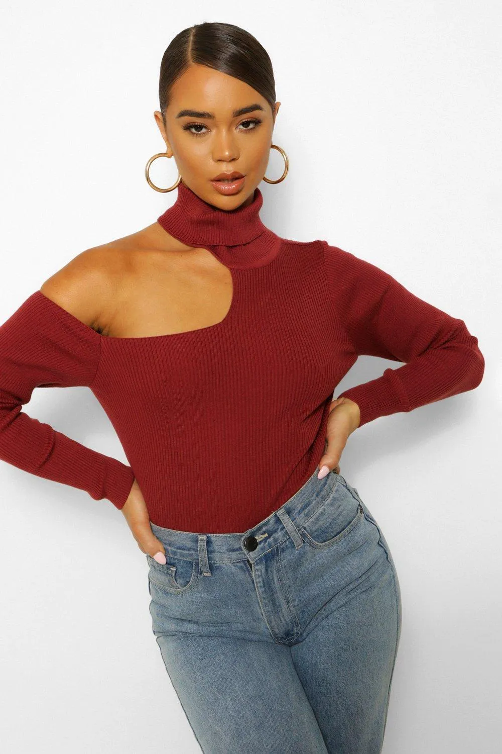 Cold Shoulder Turtleneck Sweater