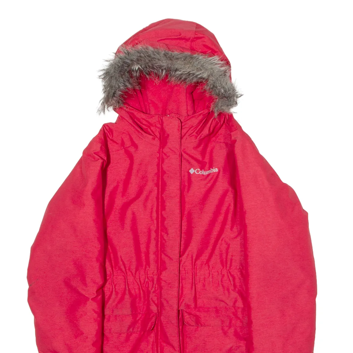 COLUMBIA Girls Parka Coat Red Hooded M