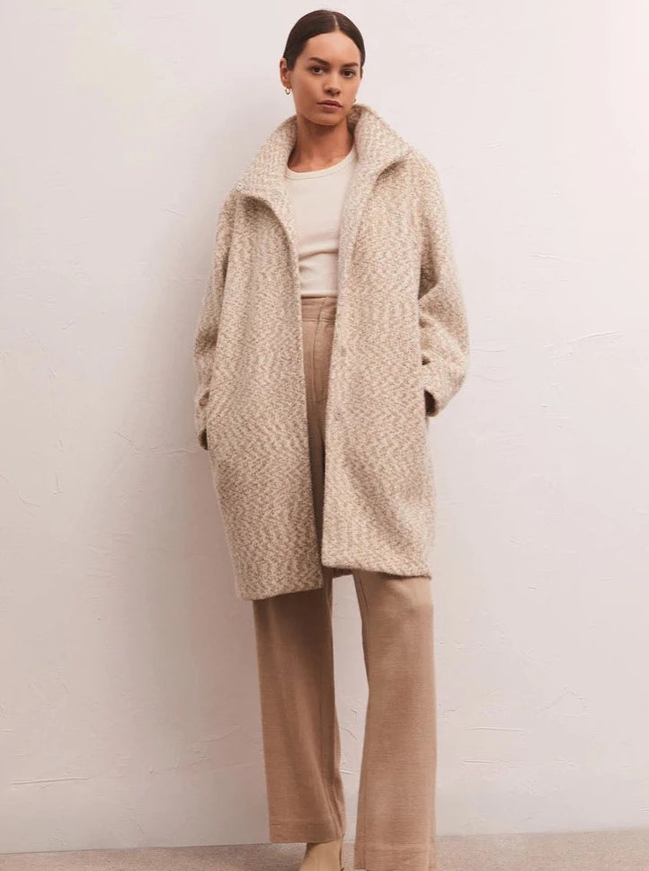 Connor Mohair Knit Coat - Whisper White