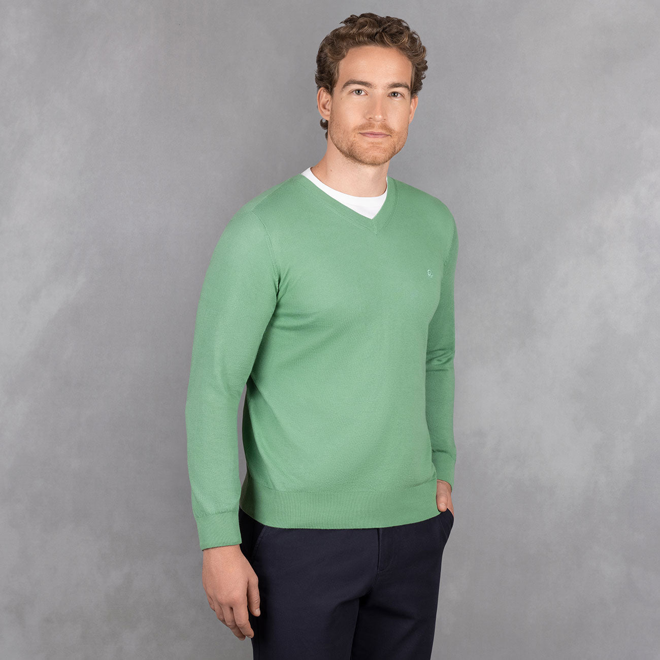 Cotton Pullover V-Neck Men