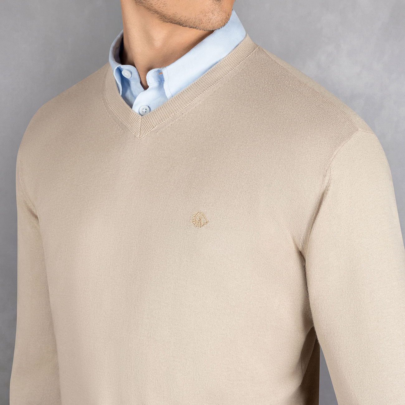 Cotton Pullover V-Neck Men