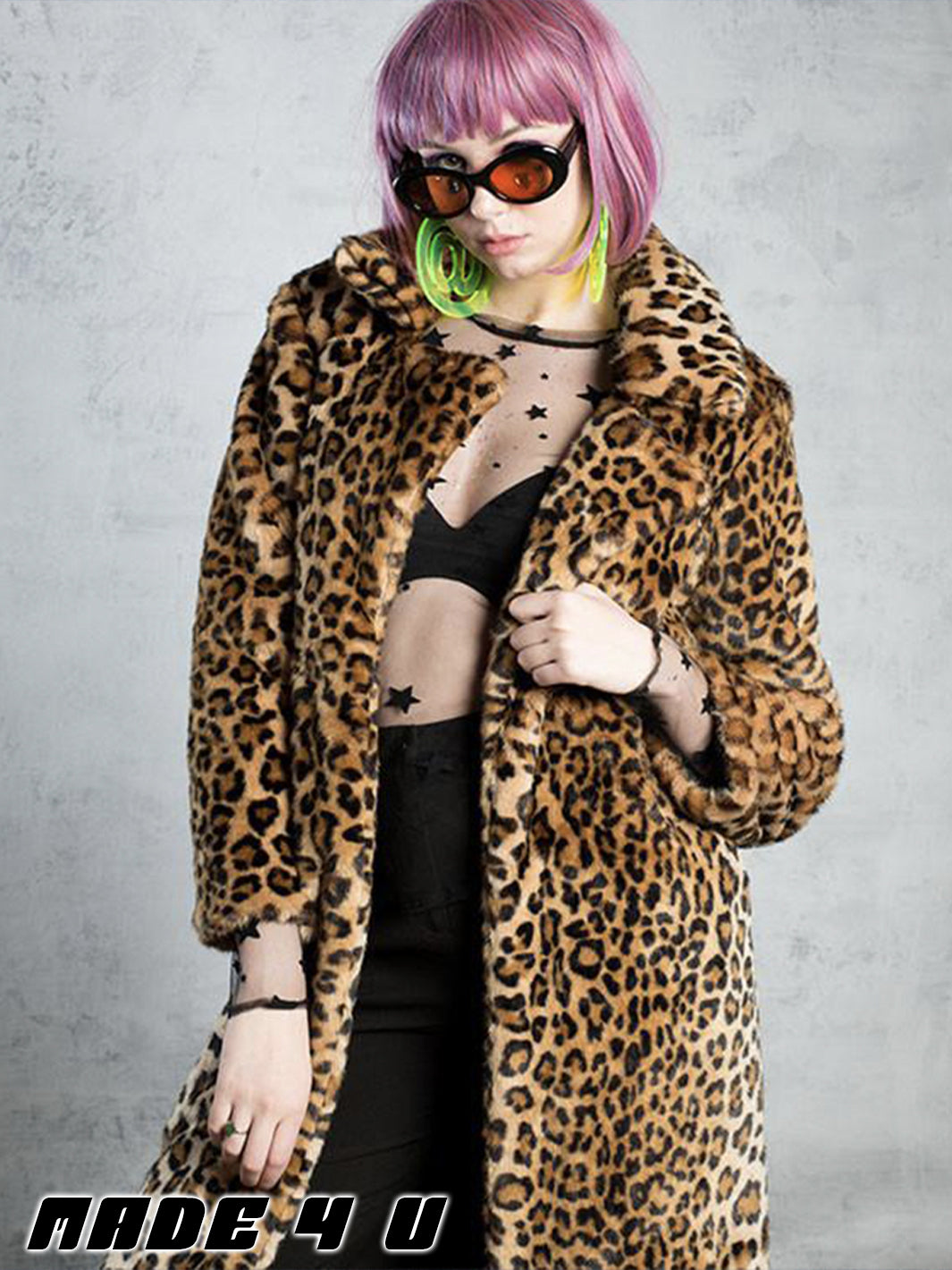 CRUELLA DEVILLE FAUX LEOPARD MAXI COAT  MADE 4 U 