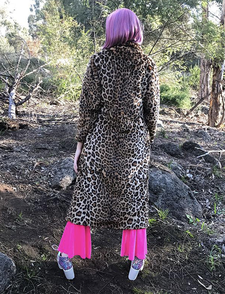 CRUELLA DEVILLE FAUX LEOPARD MAXI COAT  READY TO SHIP 