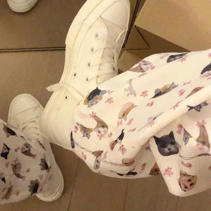 Cute Cat Printed Pants - Kimi