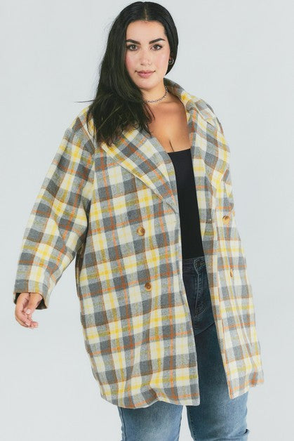 Davi & Dani Oversized Plaid Coat