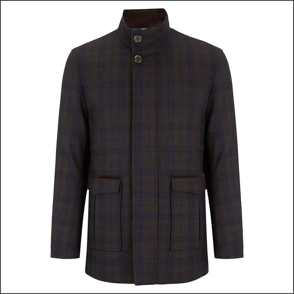 Douglas Barkley Brown  Check Car Coat<>