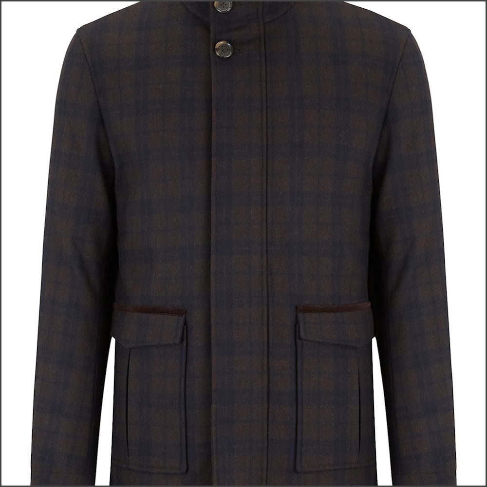 Douglas Barkley Brown  Check Car Coat<>