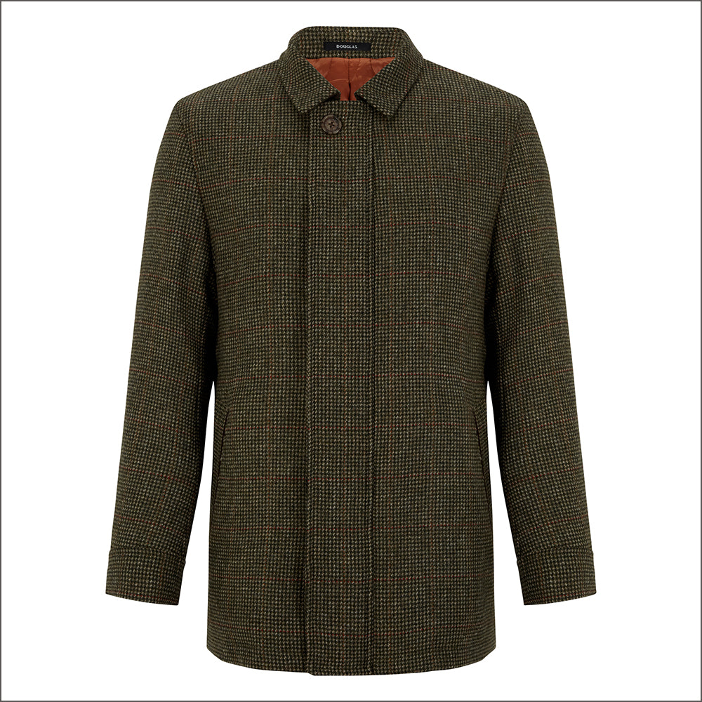 Douglas Frampton Olive Check Car Coat<>