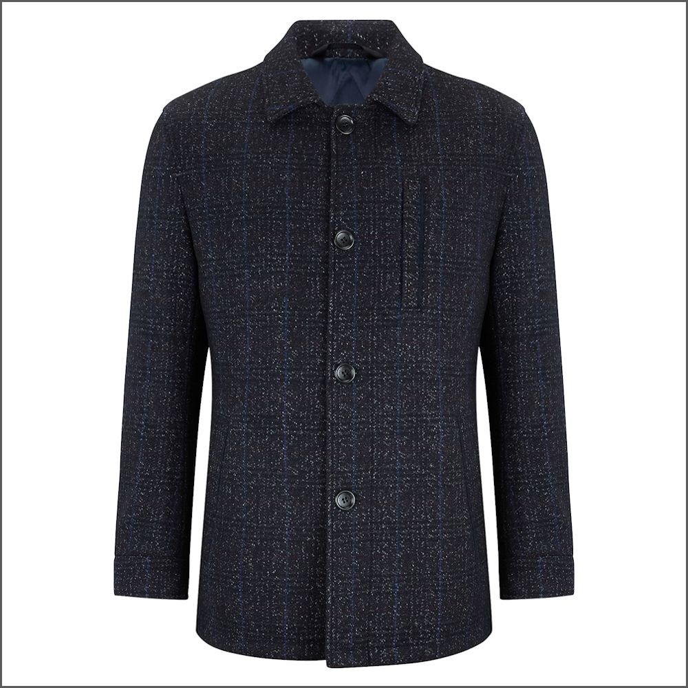 Douglas Wool Rich Carville Navy Over Coat<>